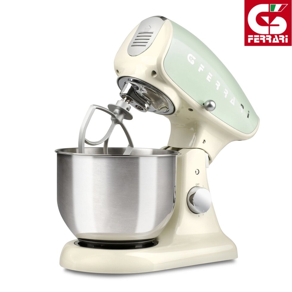 G3 FERRARI Pastaio Deluxe цвет кремовый-зеленый планетарный миксер - тестомес ##от компании## Официальный сайт дистрибьютора BERKEL RUSSIA - ##фото## 1