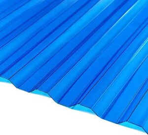 САНЕКС поликарбонат профилированный 0,8мм 1150х2000мм синий прозрачный шифер