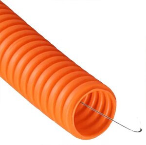 СТС гофра ПНД плотная оранжевая тяжелого типа D=25мм (50м) с зондом