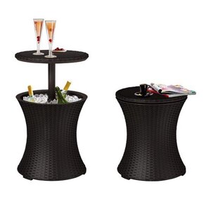 Барный столик Cool Bar Rattan - минибар - холодильник (49,5х57-82,5см) графит