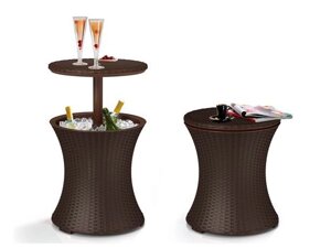 Барный столик Cool Bar Rattan - минибар - холодильник (49,5х57-82,5см)