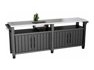 Большой стол для барбекю 415л (Unity Chef 415 L) - с полками, колесиками и крючками (графит)