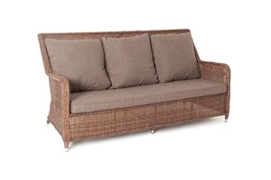 Гляссе диван 3-местный (190х88х99см) из искусственного ротанга, коричневый