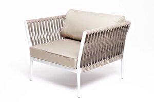 Касабланка кресло (90x80х69,5см) плетеное из роупа, каркас алюминий светло-серый (RAL7035) шагрень, роуп