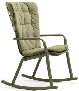 Кресло-качалка пластиковое с подушкой Folio (72х81х119см) агава, зеленый