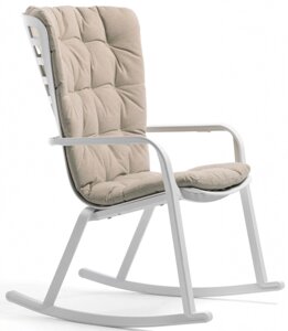 Кресло-качалка пластиковое с подушкой Folio (72х81х119см) белый, бежевый
