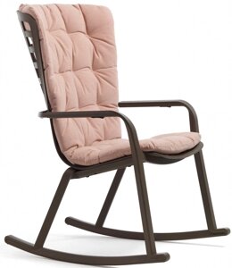 Кресло-качалка пластиковое с подушкой Folio (72х81х119см) табак, розовый