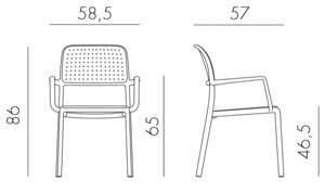 Кресло пластиковое Bora (58,5х57х86см) тортора