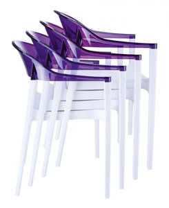 Кресло пластиковое Carmen (49х53х79см) белое с фиолетовым