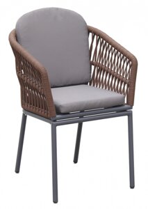 Кресло плетеное с подушками Favorita (56х60х80,5см) антрацит, темно-коричневый, темно-серый