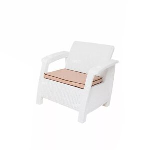 Кресло Tweet Single Seat (75x70x79см) с подстаканниками белое, подушки бежевые (Твит Сингл Сит)