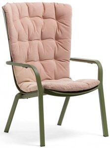 Лаунж-кресло пластиковое с подушкой Folio (72х81-92,5х113-106,5см) агава, розовый