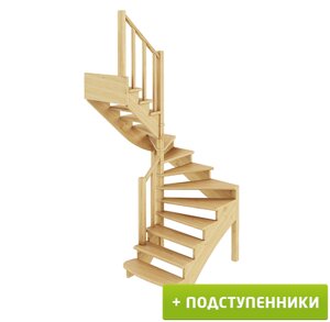 Лестница К-003м/2 Л левозаходная с подступенками сосна (6 уп)