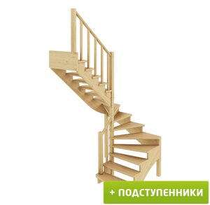 Лестница К-003м/4 Л левозаходная с подступенками сосна (6 уп)