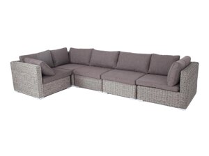 Лунго 5-местный модульный диван из искусственного ротанга (гиацинт), цвет графит