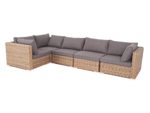 Лунго 5-местный модульный диван из искусственного ротанга (гиацинт), цвет соломенный