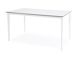 Малага обеденный стол из HPL (140х80х75см), цвет молочный, каркас белый