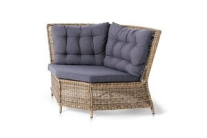 Плетеный круглый диванный модуль Бергамо (163х90х98см) соломенного цвета