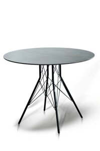 Стол интерьерный Конте Ø90см, столешница HPL, цвет Серый гранит, стальное подстолье