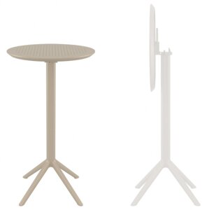 Стол пластиковый барный складной Sky Folding Bar Table 60 (диам. 60х108см) бежевый