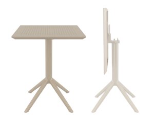 Стол пластиковый складной Sky Folding Table 60 (60х60х74см) бежевый