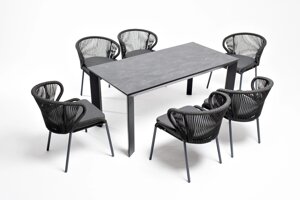 Венето обеденная группа (6 персон) со стульями Милан, каркас темно-серый, цвет темно-серый