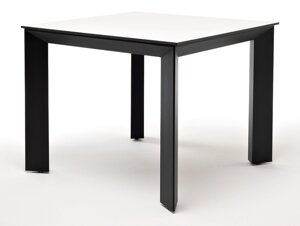 Венето обеденный стол из HPL 90х90х75см, цвет молочный, каркас черный