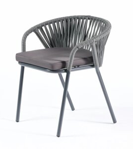 Женева плетеный стул из синтетических лент (57x62x72см), цвет серый, плоская веревка (производство)