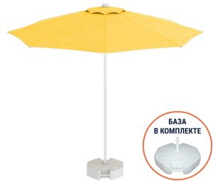 Зонт пляжный с базой на колесах Kiwi ClipsBase (диам. 2,5м, h=2,1м) белый, желтый