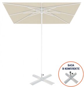 Зонт пляжный со стационарной базой Kiwi ClipsBase (2х2м) белый, бежевый