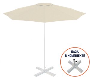 Зонт пляжный со стационарной базой Kiwi ClipsBase (диам. 2,5м, h=2,1м) бежевый