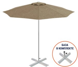 Зонт пляжный со стационарной базой Kiwi ClipsBase (диам. 2,5м, h=2,1м) серебристый, тортора