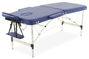 Массажный стол 2-секционный переносной Med-Mos JFAL01A на алюминиевой раме белый/синий