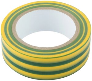 Изолента ПВХ самозатухающая 19 мм х 0,13 мм х 10 м ( желто-зеленая )