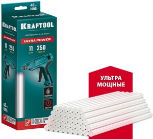 KRAFTOOL Ultra Power ультрамощные прозрачные клеевые стержни, d 11 x 250 мм (11-12 мм) 40 шт. 1 кг