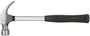 Молоток-гвоздодер, металлическая ручка, резиновая рукоятка 25 мм, 340 гр.