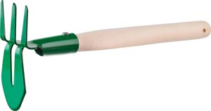 Мотыга-рыхлитель, РОСТОК 39625, с деревянной ручкой, лепесток+3 зуба″ прямая, 155x70x425мм