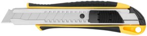 Нож технический 18 мм усиленный прорезиненный, 2-х сторонняя автофиксация, 10247