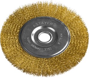 STAYER ″PROFESSIONAL″Щетка дисковая для УШМ, витая стальная латунированная проволока 0,3мм, 175ммх22мм