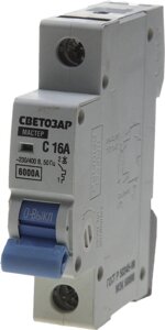 Выключатель автоматический СВЕТОЗАР 1-полюсный, 16 A,C″откл. сп. 6 кА, 230 / 400 В
