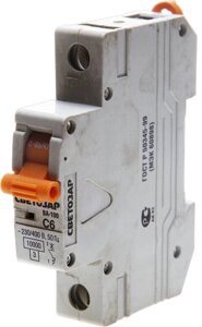 Выключатель автоматический СВЕТОЗАР 1-полюсный, 6 A,C″откл. сп. 10 кА, 230 / 400 В