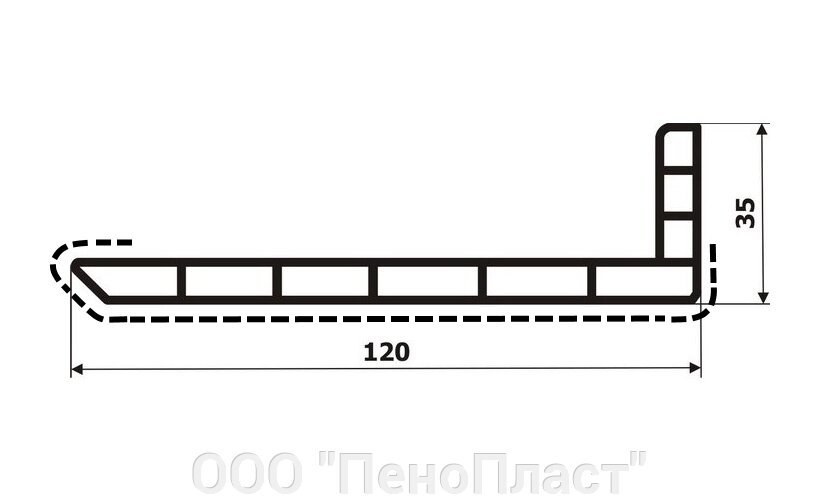 Угол 120*35 -6000 м. большая полка снаружи ламинация СТАНДАРТ + от компании ООО "ПеноПласт" - фото 1
