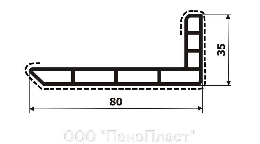 Угол 80*35 -6000 м. большая полка снаружи ламинация СТАНДАРТ + от компании ООО "ПеноПласт" - фото 1