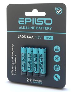 Батарейки epilso LR03/AAA, 4шт/уп 1.5V (60/720) (аналог duracell)