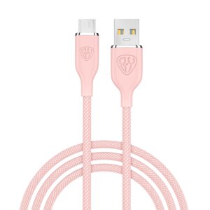BY Кабель для зарядки Elite Micro USB, 3А, 1м, Быстрая зарядка QC3.0, 100см, розовый