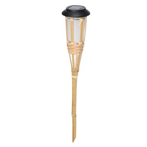 INBLOOM Фонарь на солн. батарее Факел 60см, 1 режим свечения, бамбук натуральный