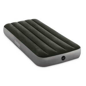 INTEX Кровать надувная DOWNY BED, fiber-tech), встроенный ножной насос, 76x191x25см, ПВХ, 64760