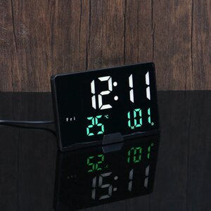 LADECOR CHRONO Будильник электронный, 9х13,5х3,5см, USB/1xCR2032, пластик, черный