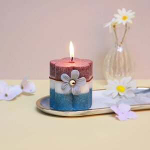 LADECOR Свеча ароматическая, в форме цветка, парафин, с декором, 8x7 см, аромат - мята