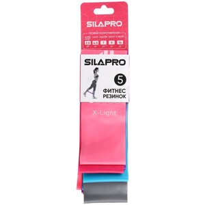 SILAPRO Набор фитнес резинок 5шт (2,5кг, 4,5кг,7кг, 9кг, 14кг), 60х5см, латекс